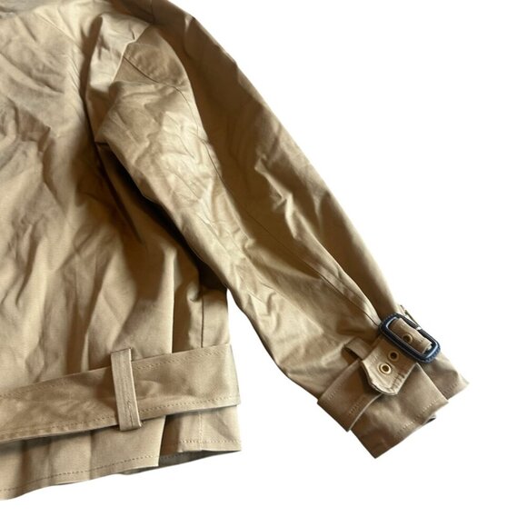 Realtakai Camel Colored Bomber Jacket Short Trench Coat Belt Size Medium Women's - Picture 9 of 11